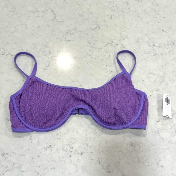 NWT Old Navy Ribbed Textured Lavender Bikini Top Underwire Adjustable Straps - Picture 2 of 11